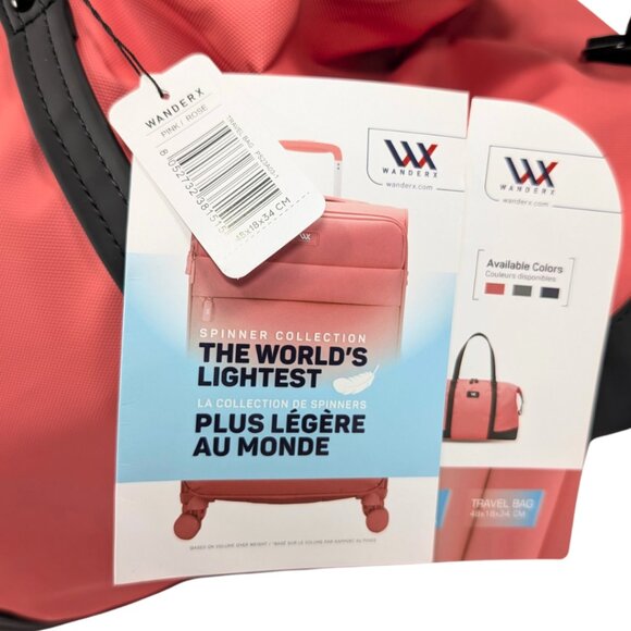 WanderX NWT Pink Coral Large Nylon Spinner Travel Duffel Bag - Picture 8 of 8